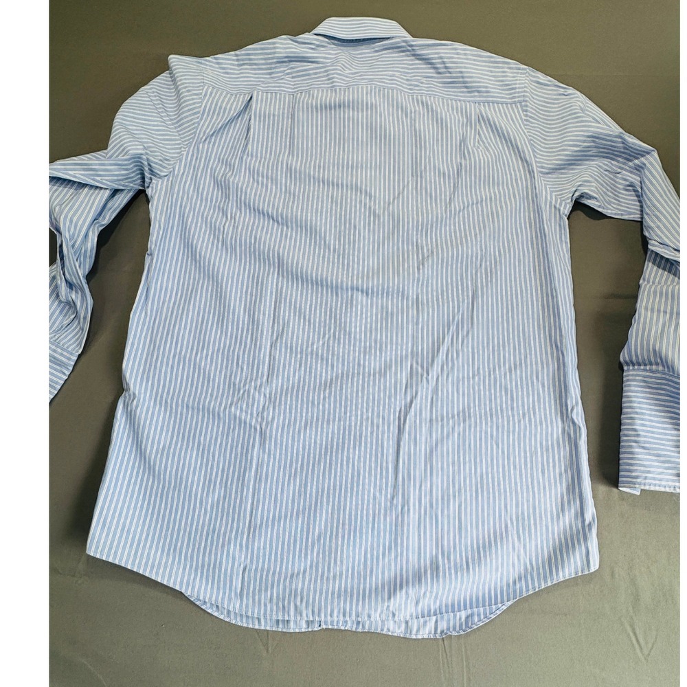 Nautica Premium Non Iron Striped Dress Shirt Men Size 16 34 35 Blue White French - Picture 11 of 16
